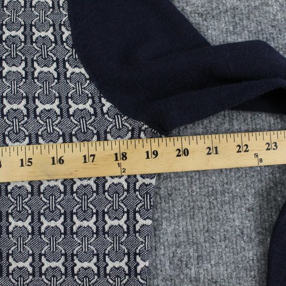 Tory Burch Sweater Medium Turtleneck Chain Link Wool Blend Navy Luxury Winter - Picture 11 of 12